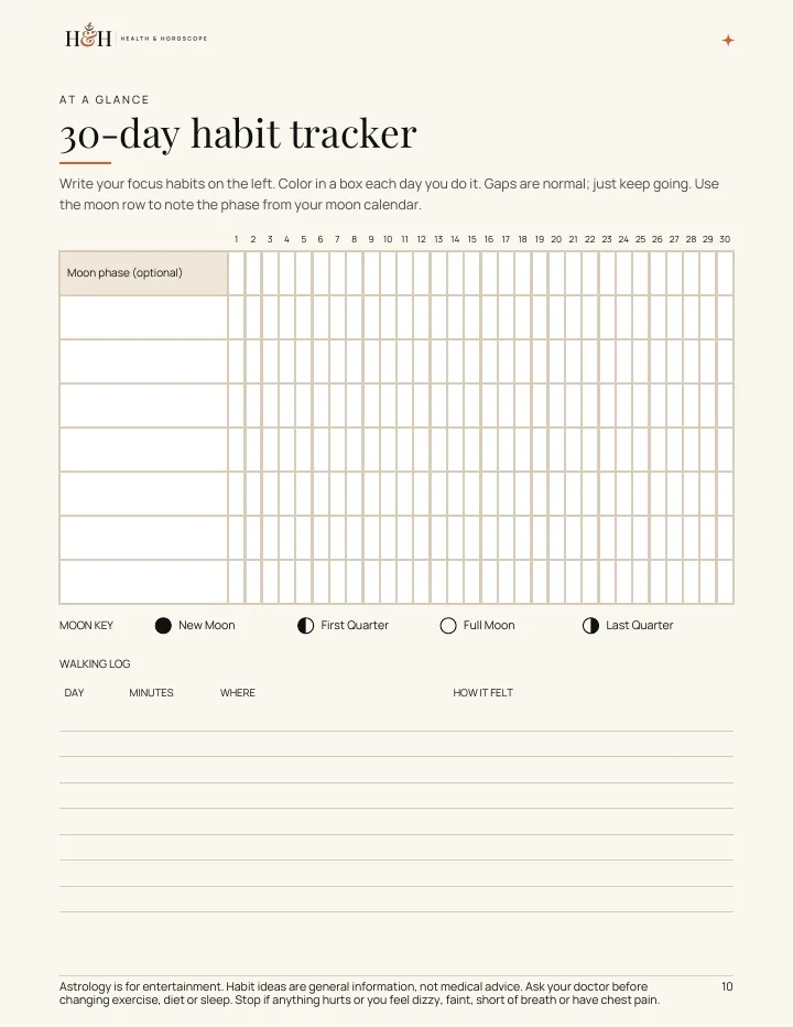 Sample page: 30-day habit tracker